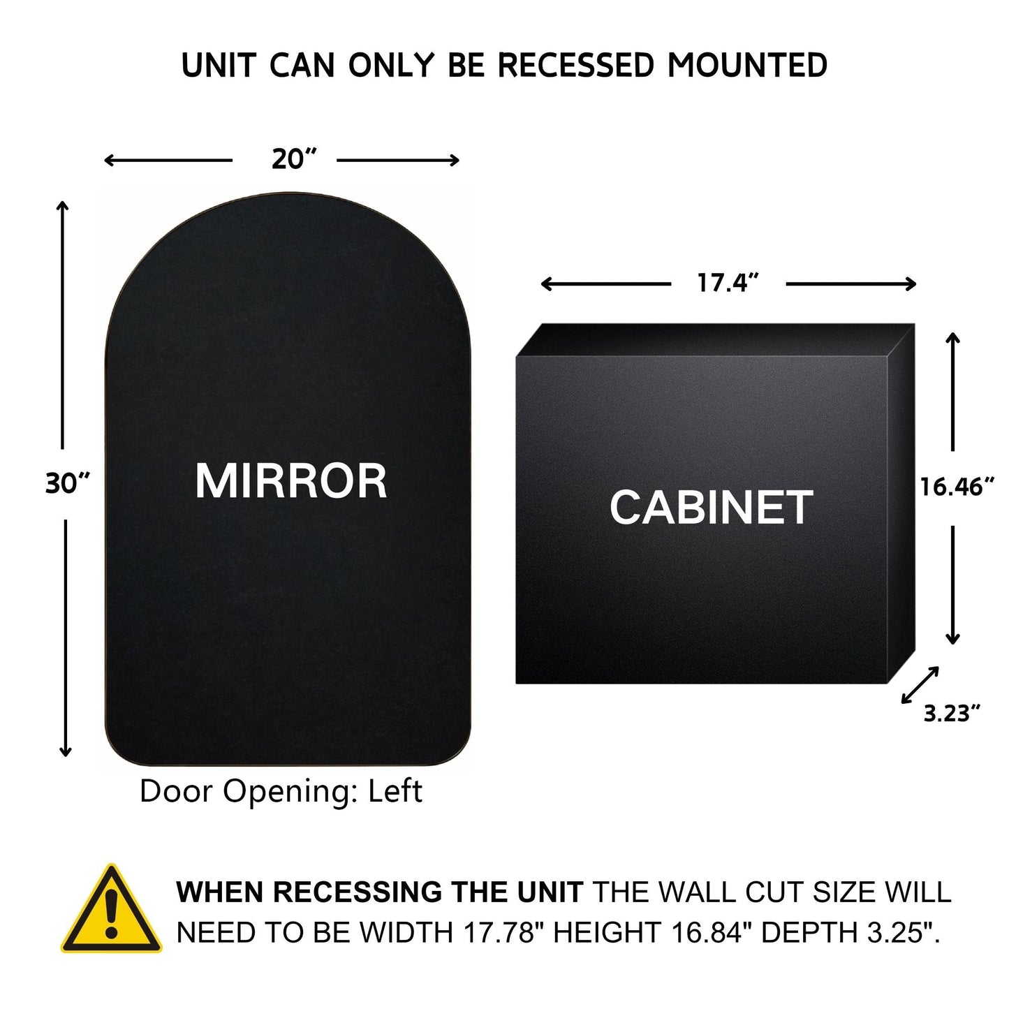 TEHOME Aristes Recessed Framed Medicine Cabinet with Mirror and Adjustable Shelves