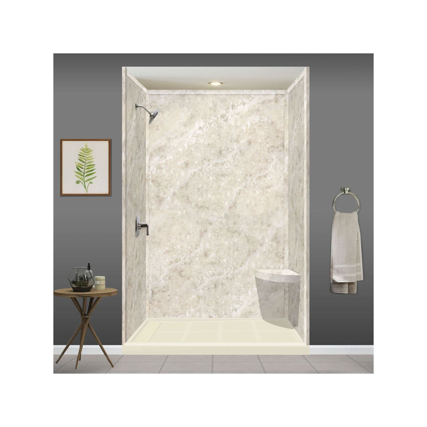 Transolid Studio 14-In X 14-In Solid Surface Wall-Mount Corner Shower Seat - 14.5 x 14.25 x 3