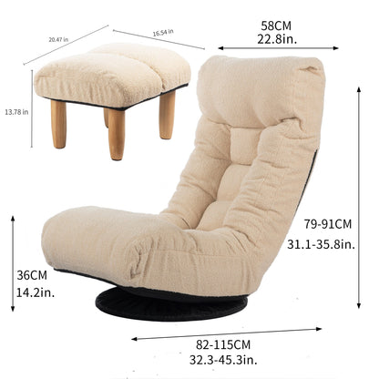 Upholstered Armless Recliner Set with Ottoman and Adjustable Headrest