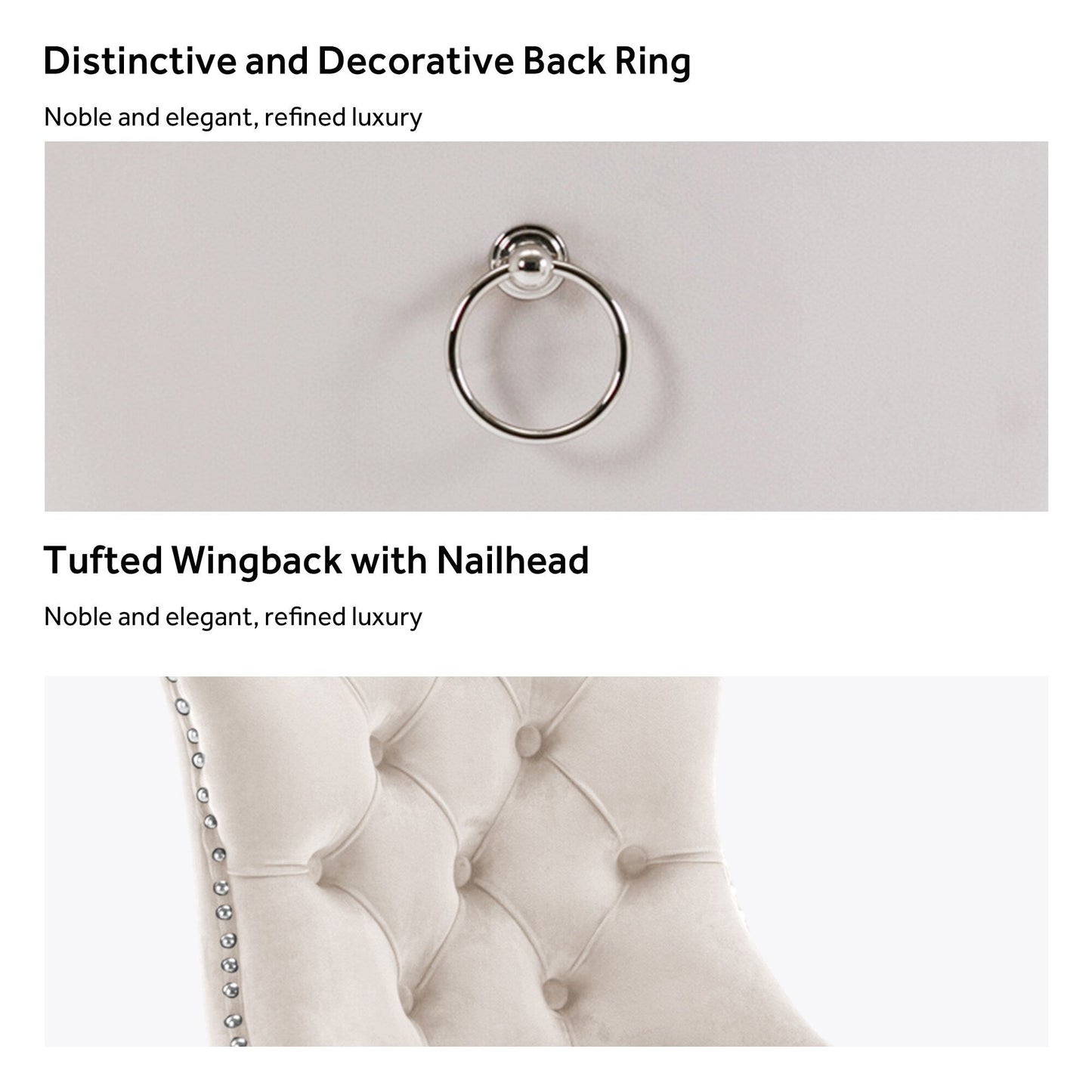 Upholstered Tufted Velvet Dining Chair with Solid Wood Legs Set of 6