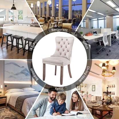 Upholstered Tufted Velvet Dining Chair with Solid Wood Legs Set of 6