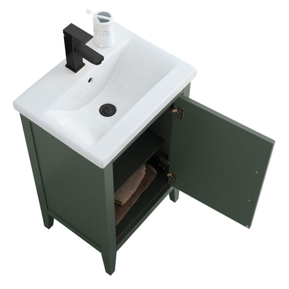 Vanity Art 20 or 24 or 30 Single Sink Bathroom Vanity Cabinet with Ceramic Top