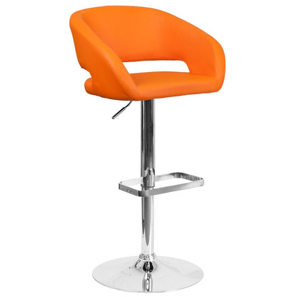 Modern Upholstered Adjustable-Height Barstool with Rounded Back