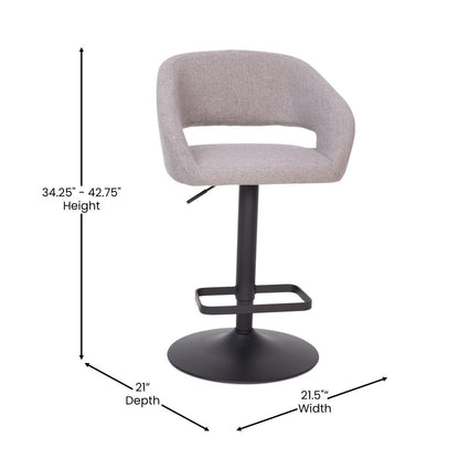 Modern Upholstered Adjustable-Height Barstool with Rounded Back