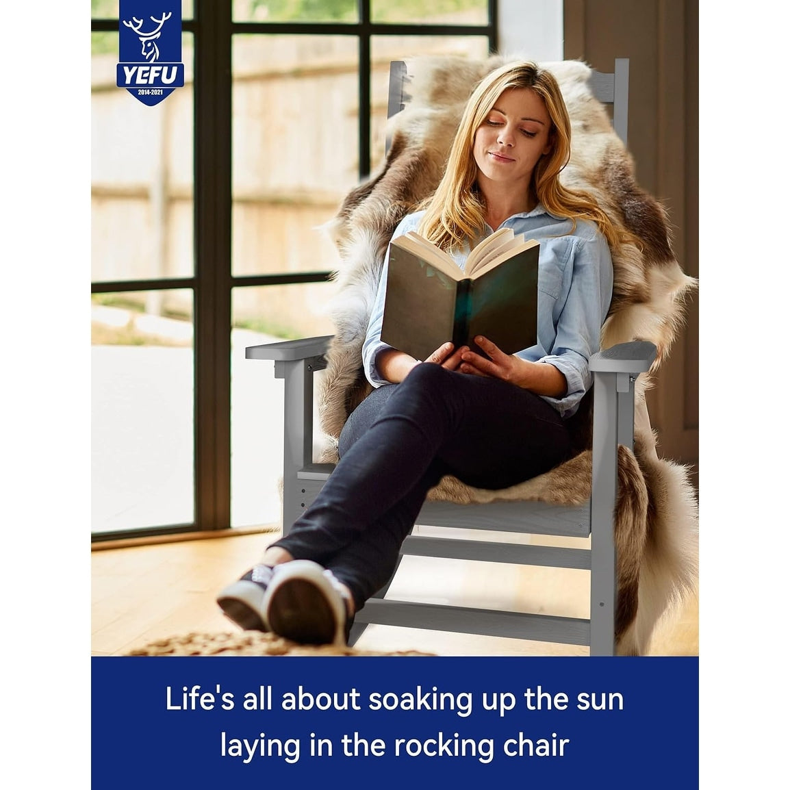 WINSOON All Weather Outdoor Rocking Chair, Set of 2