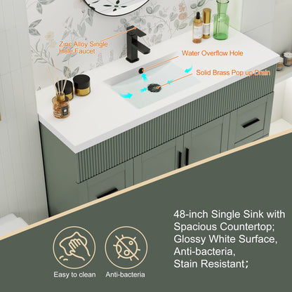 Wavy Line 30/36/48 Bathroom Vanity Set with Sink & Faucet