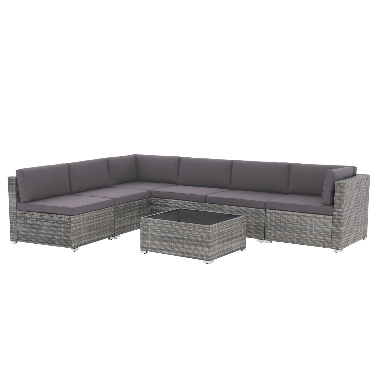 Wicker/ Steel 7-piece Outdoor Cushioned Sectional Sofa Set