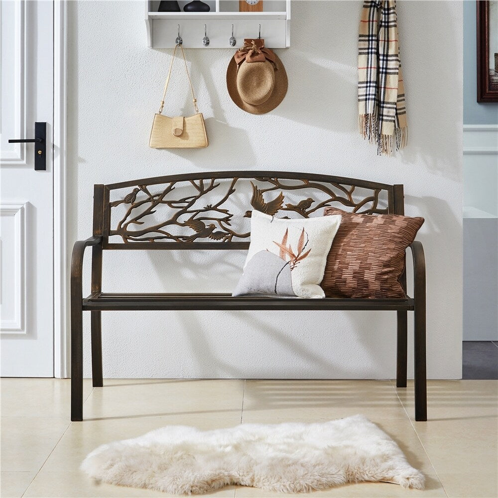 Yaheetech Patio Garden Bench Outdoors Metal Porch Chair - N/A