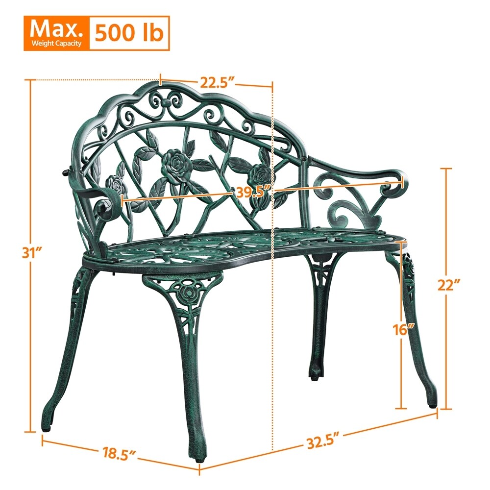 Yaheetech Outdoor Metal Bench Patio Park Garden Bench - N/A