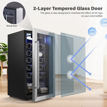 Yeego 17 Inch Single Zone 27-Bottle Freestanding Wine Cooler Mini Fridge - 16.9 inch