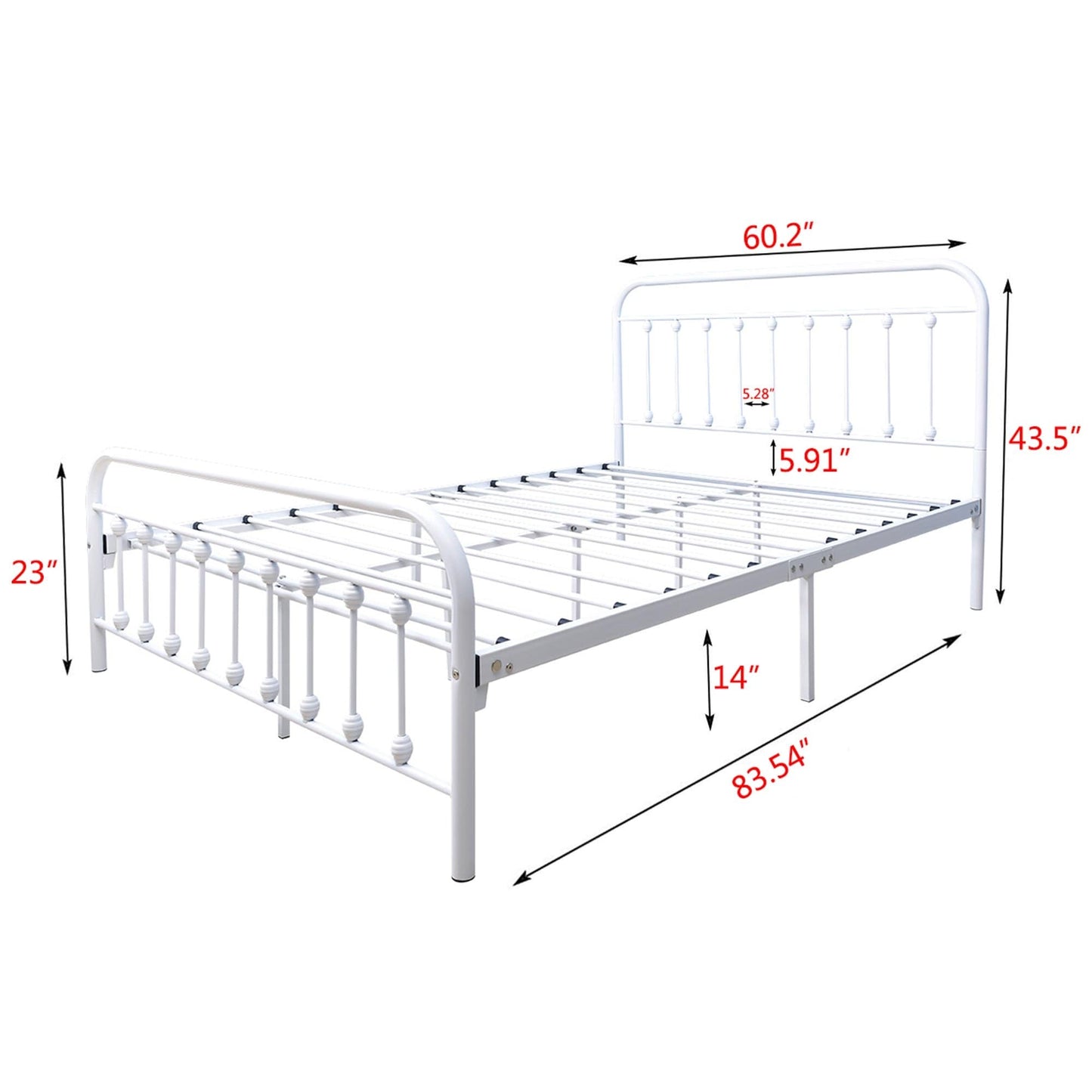 Alazyhome Simple Vintage Metal Platform Bed Frame, Easy-Assembly