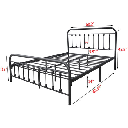 Alazyhome Simple Vintage Metal Platform Bed Frame, Easy-Assembly