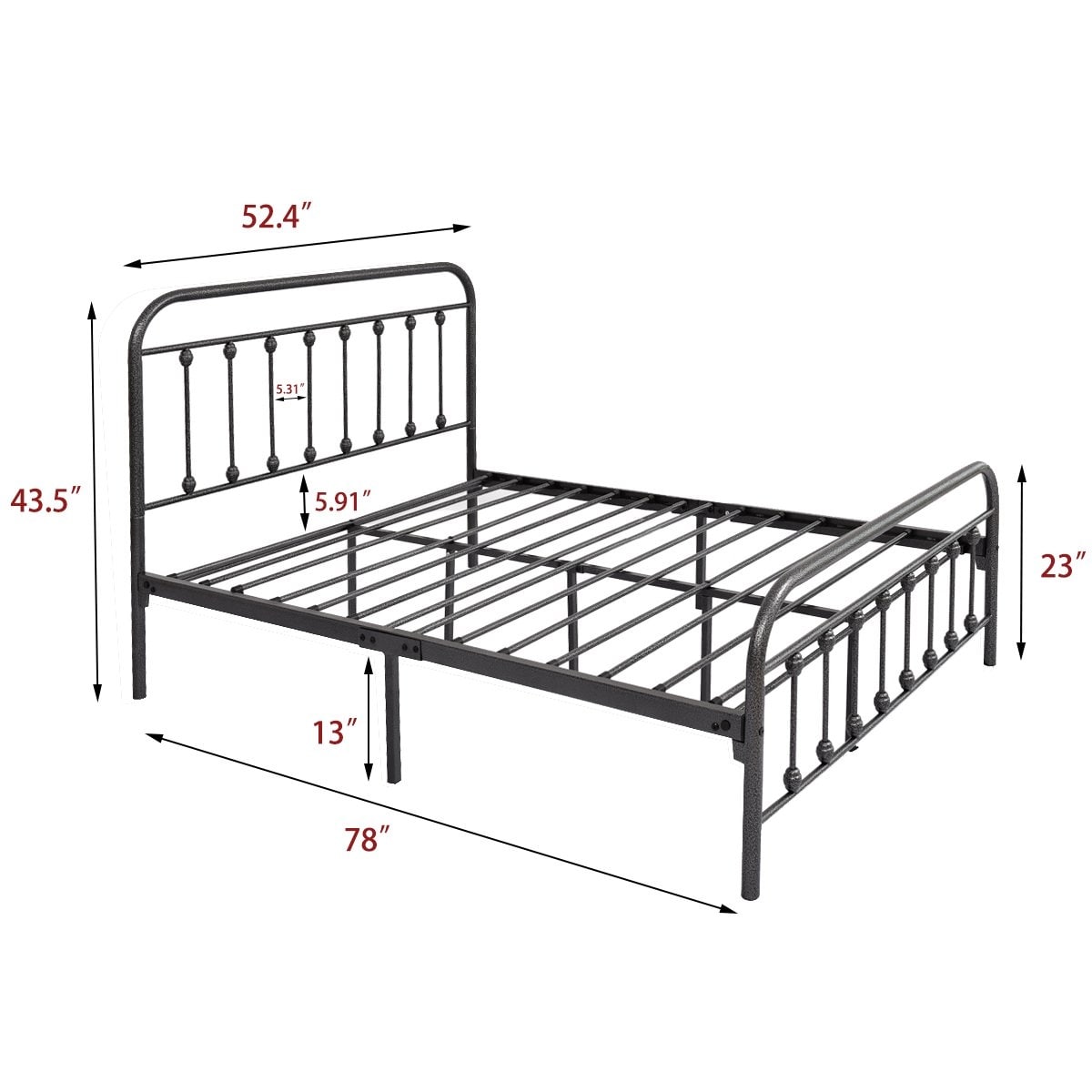 Alazyhome Simple Vintage Metal Platform Bed Frame, Easy-Assembly