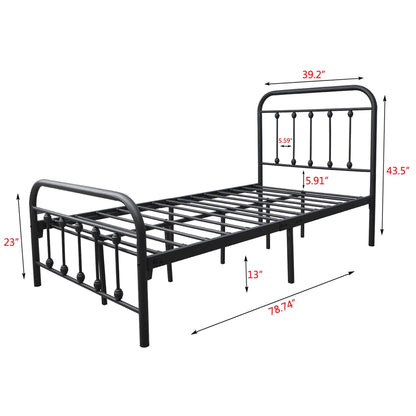 Alazyhome Simple Vintage Metal Platform Bed Frame, Easy-Assembly
