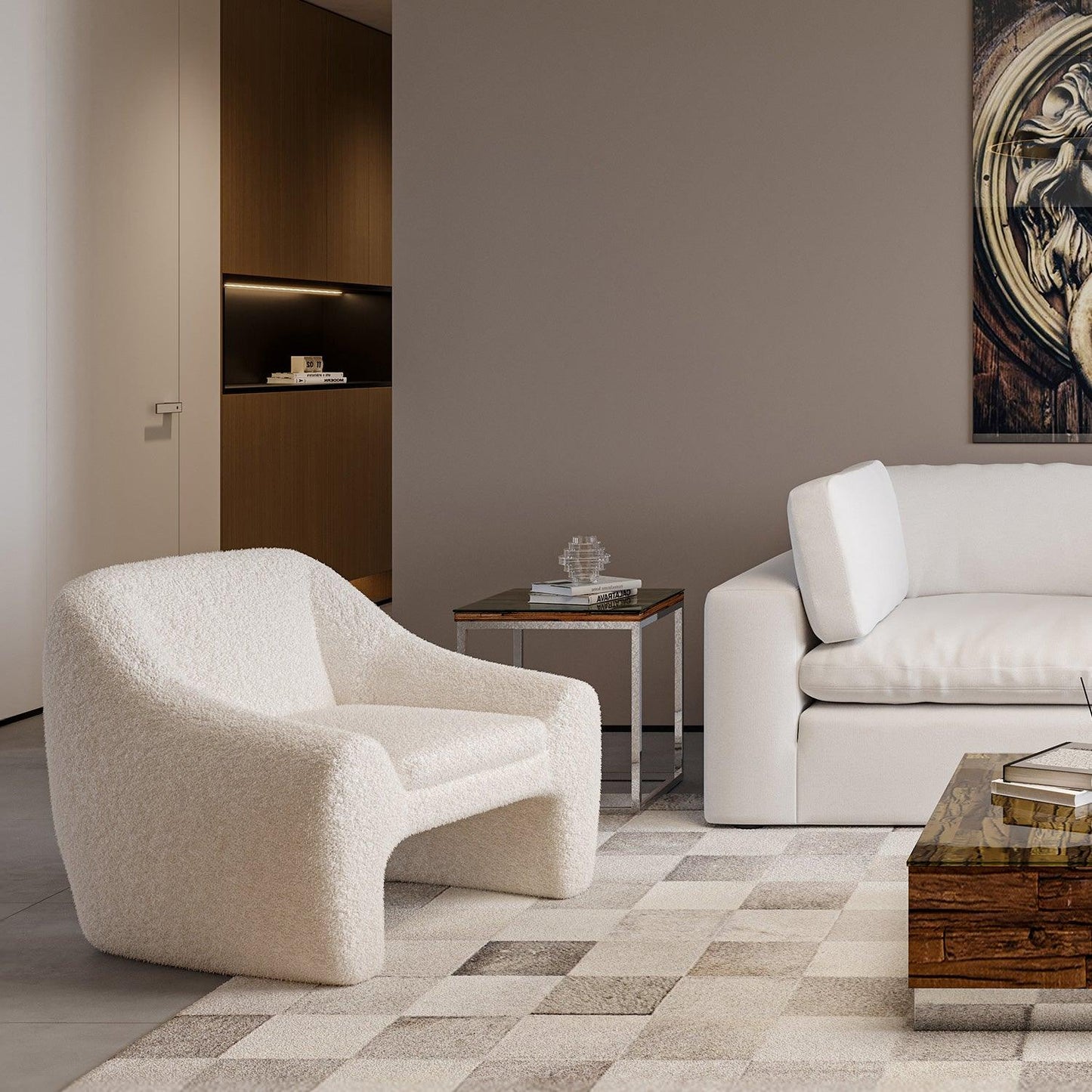 Amber Lounge Chair Sherpa White