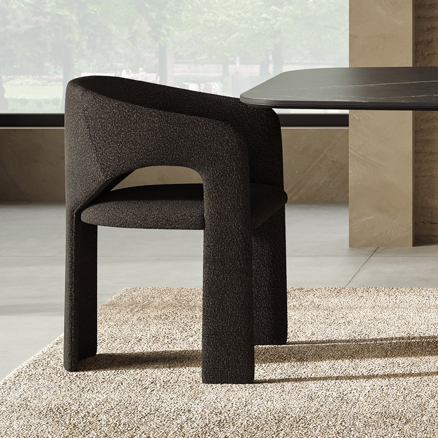 Aria Dining Chair Black Boucle