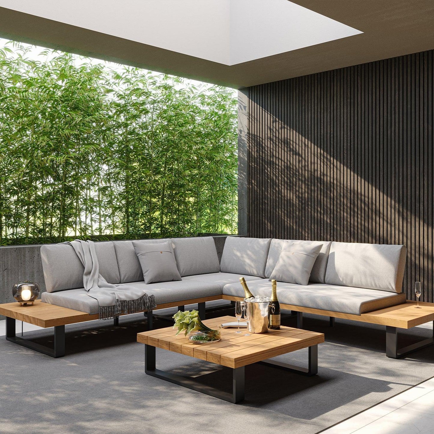 Bali Outdoor Sectional Sofa and Coffee Table Set