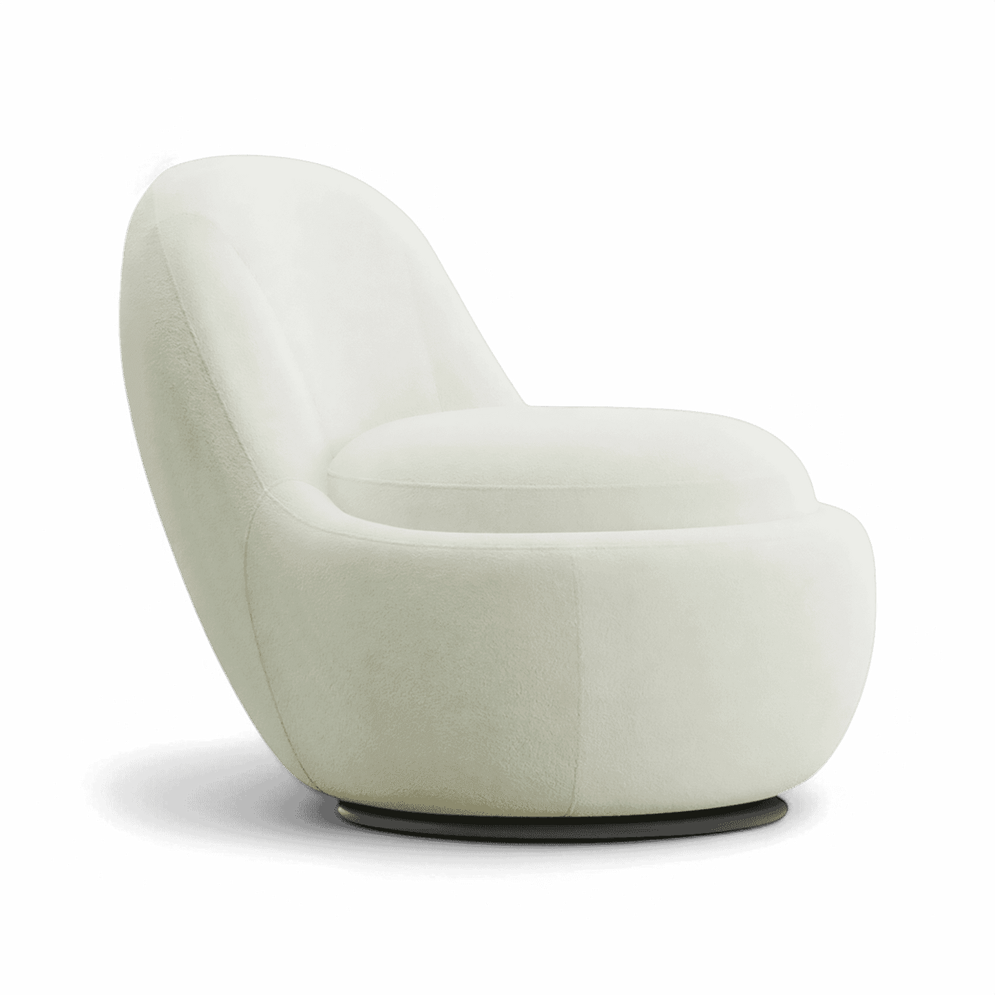 Boba Swivel Lounge Chair White Boucle