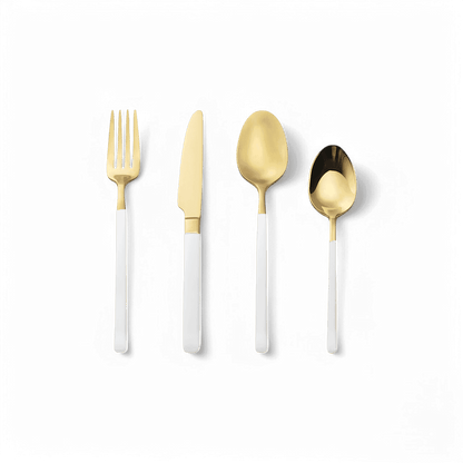 Dolomiti White and Gold Silverware Set