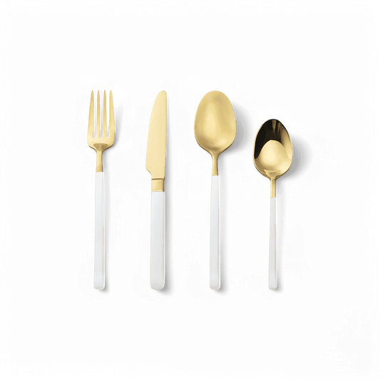 Dolomiti White and Gold Silverware Set