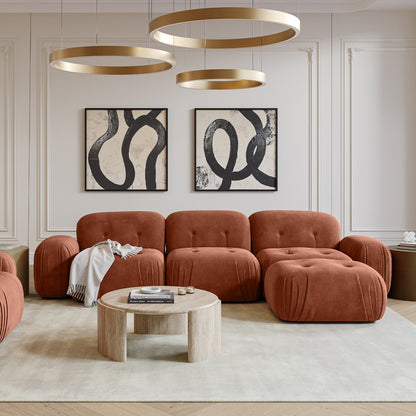 Rune Sectional Sofa Terracotta Velvet