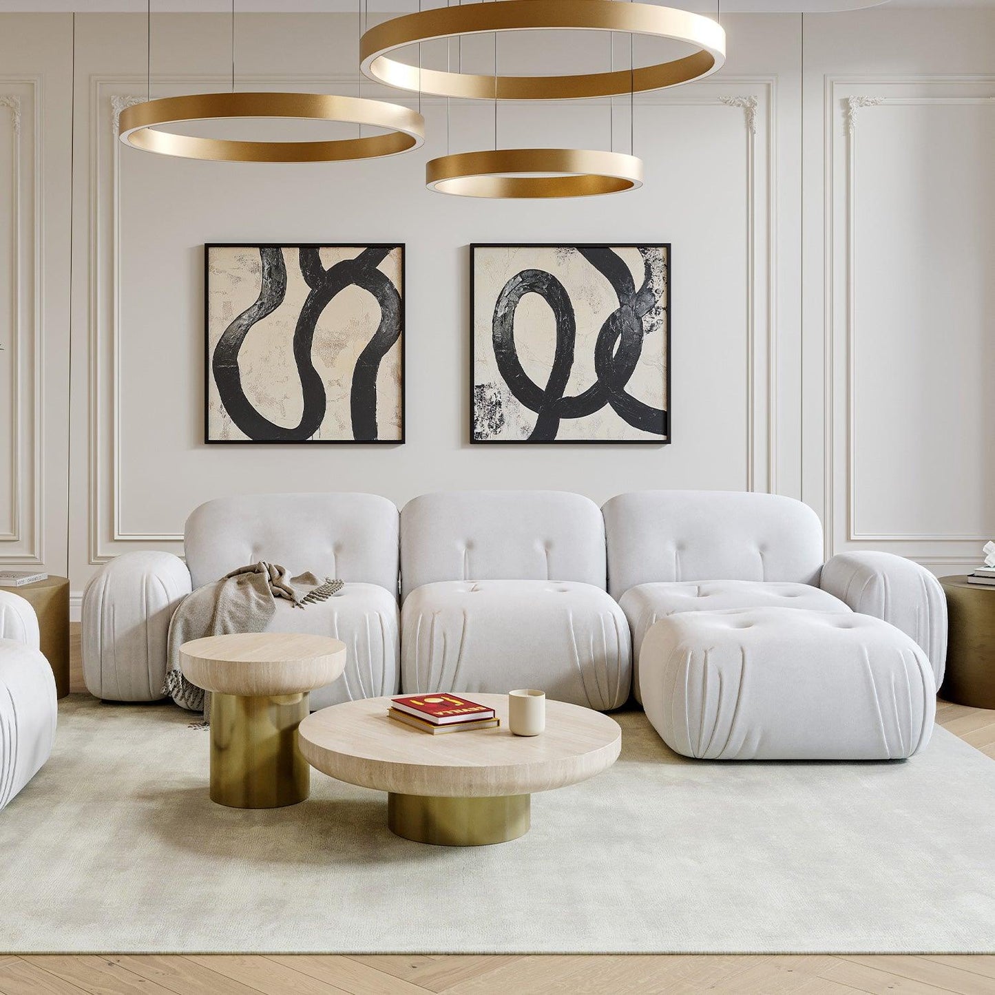 Rune Sectional Sofa Off White Velvet