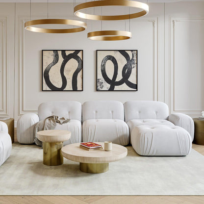 Rune Sectional Sofa Off White Velvet