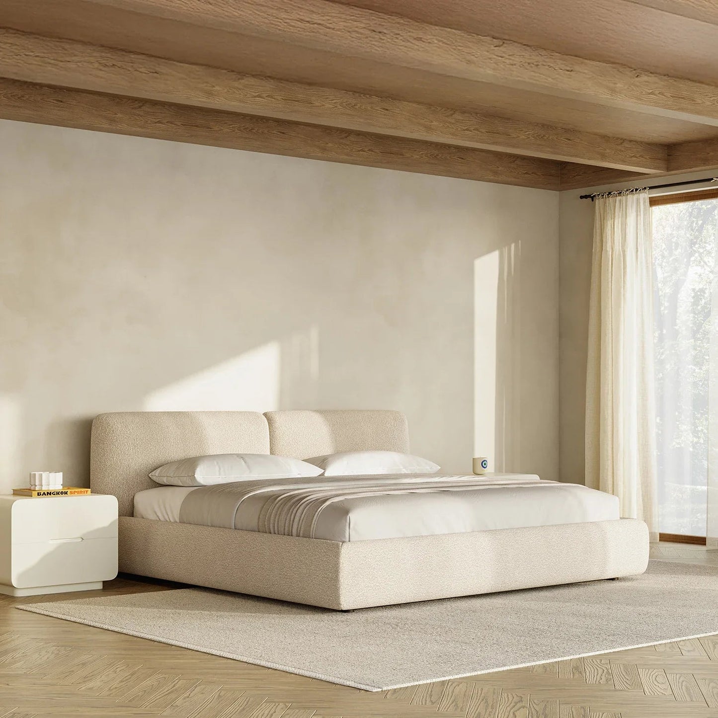 Gabriele Bed White Boucle