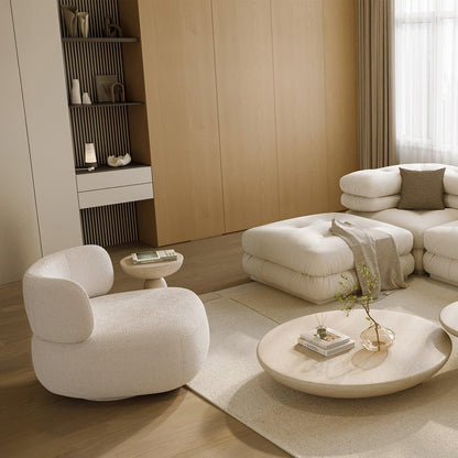 Lilo Swivel Lounge Chair White Boucle