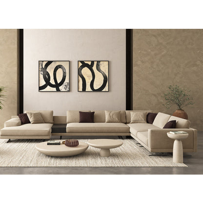 Maestro Sectional Sofa Beige Velvet