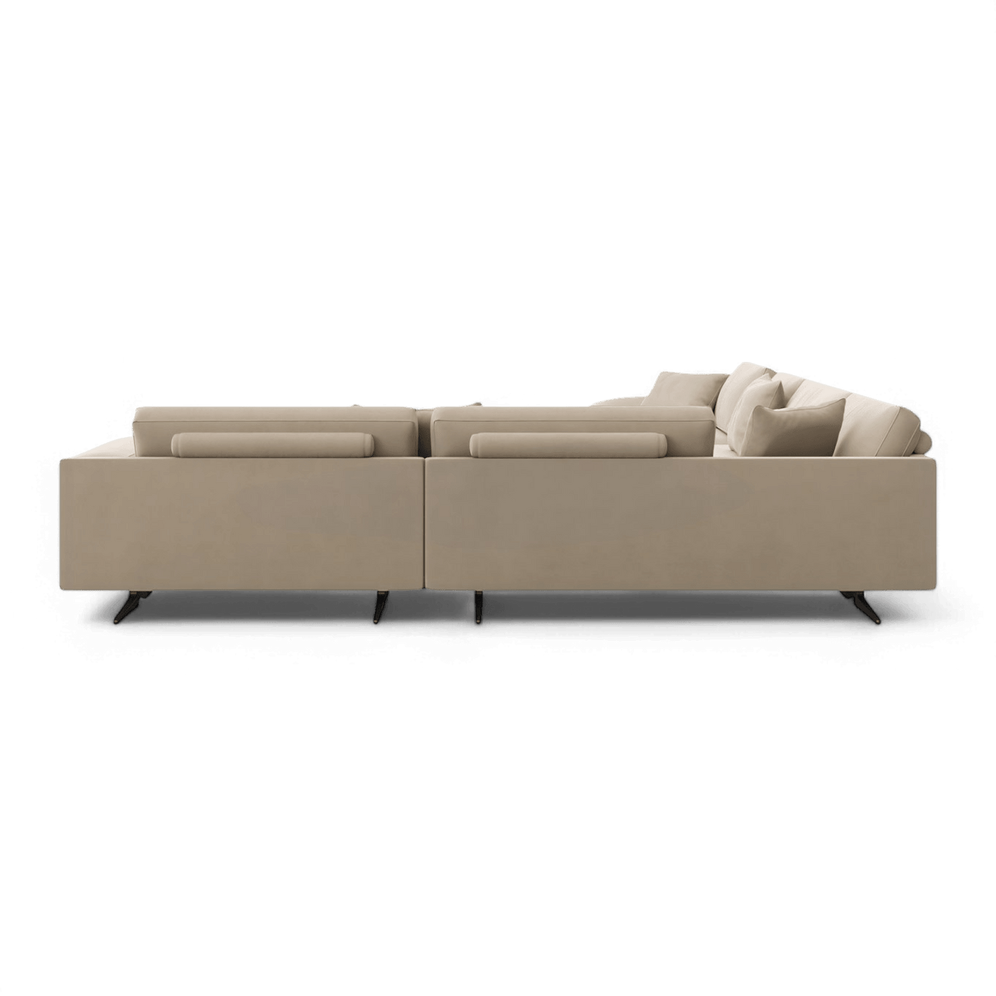 Maestro Sectional Sofa Beige Velvet