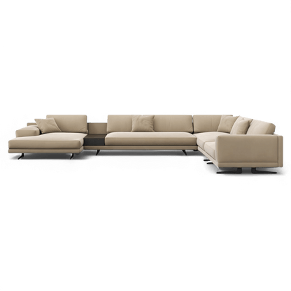 Maestro Sectional Sofa Beige Velvet