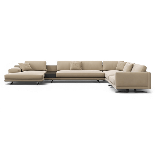 Maestro Sectional Sofa Beige Velvet