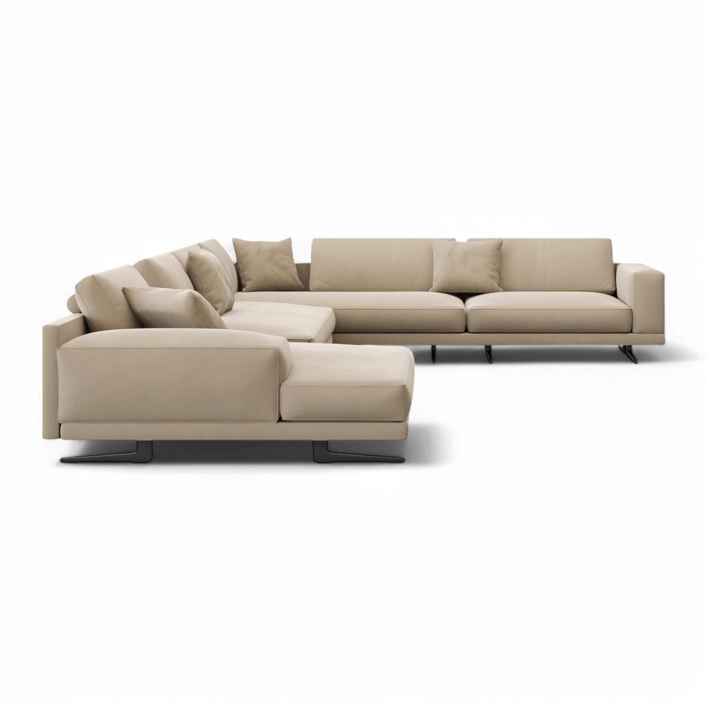 Maestro Sectional Sofa Beige Velvet