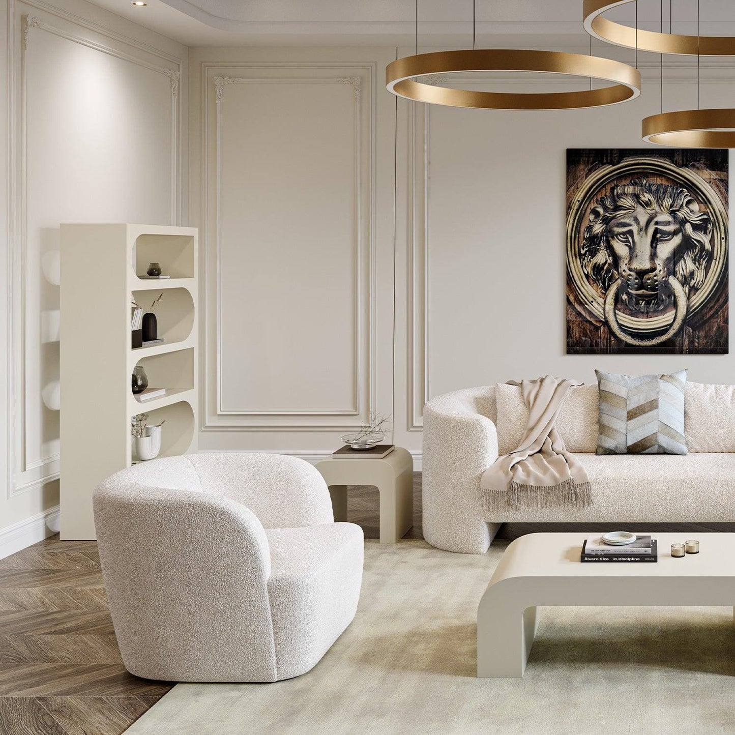 Naomi Lounge Chair White Boucle