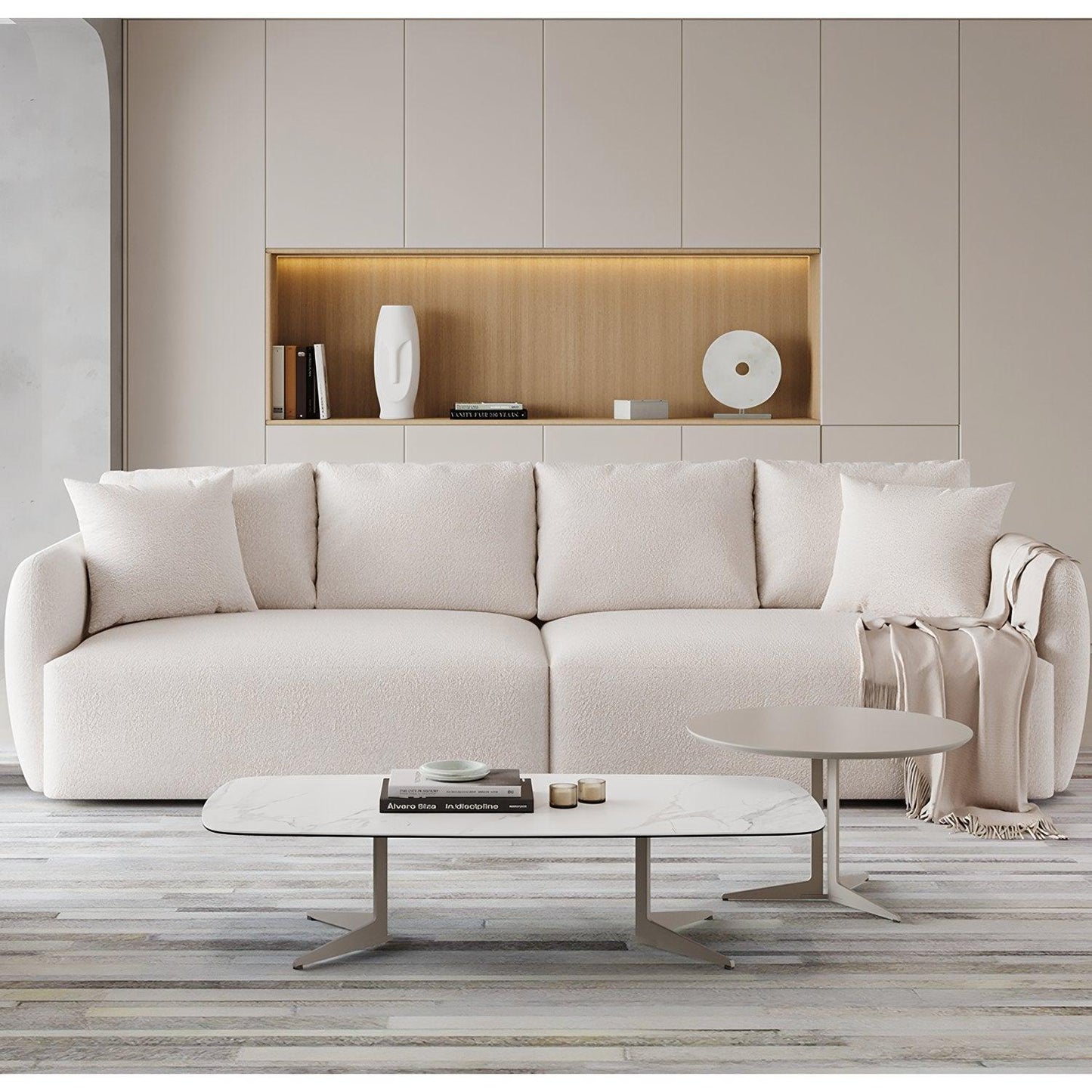 Orsino Coffee Table Set White and Taupe