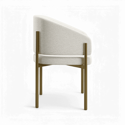 Oxford Dining Chair Off White & Brass Frame