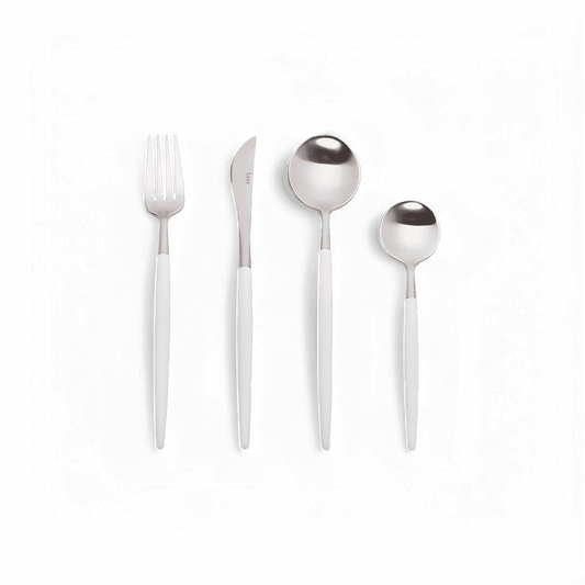 Paradiso White and Silver Silverware Set