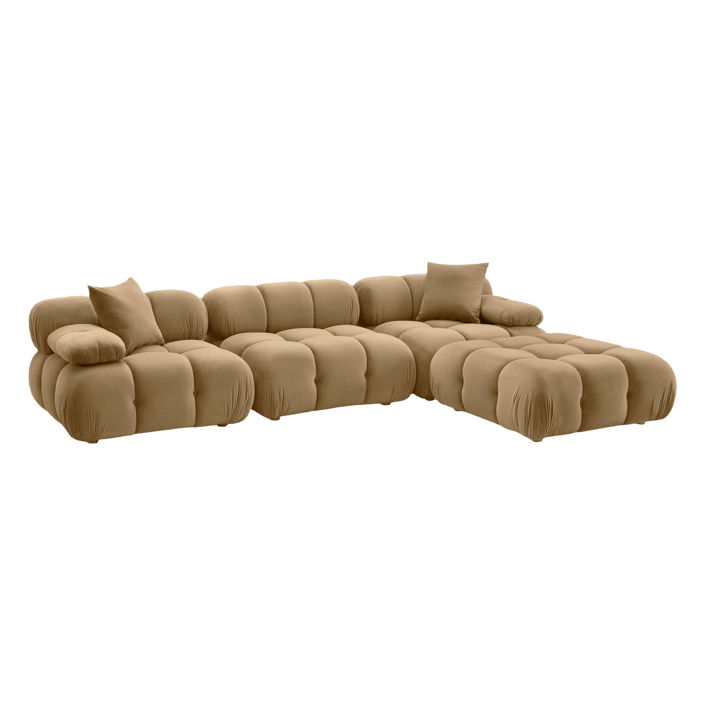Solace Camel Velvet 4-piece Modular Sectional