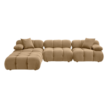 Solace Camel Velvet 4-piece Modular Sectional
