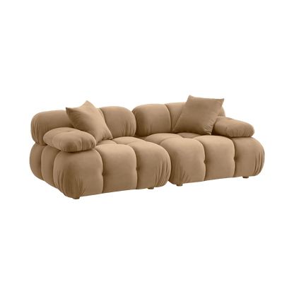 Solace Camel Velvet Modular Loveseat