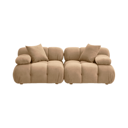Solace Camel Velvet Modular Loveseat