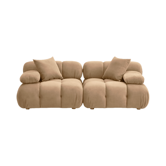 Solace Camel Velvet Modular Loveseat