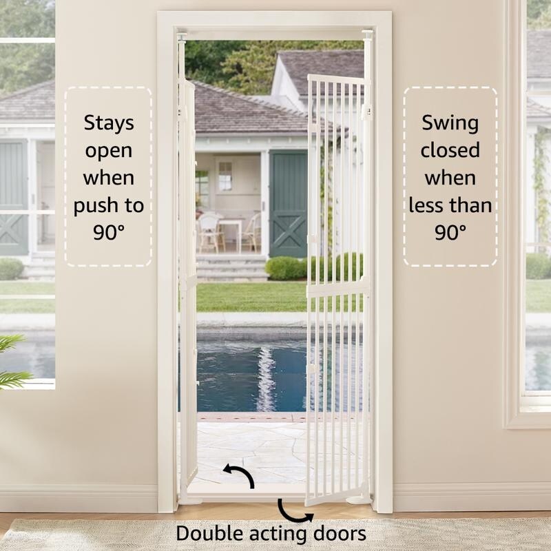 unipaws Extra Tall Cat Pet Gate 74 Inch High with Doors Locks